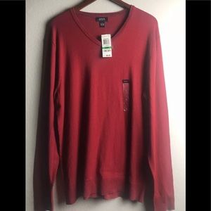 ALFANI MEN'S SOLID V-NECK COTTON BLEND SWEATER CRIMSON RED SIZE L MSRP 60.00 NWT